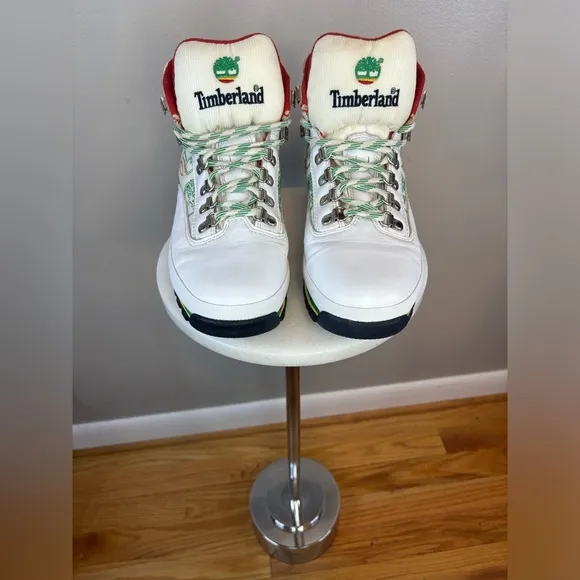 TIMBERLAND Jamaica Bob Marley Boot White/Red/Green Euro‎ Hiker Men's Size 8 Rare