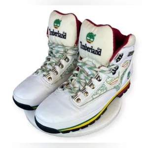 TIMBERLAND Jamaica Bob Marley Boot White/Red/Green Euro‎ Hiker Men's Size 8 Rare