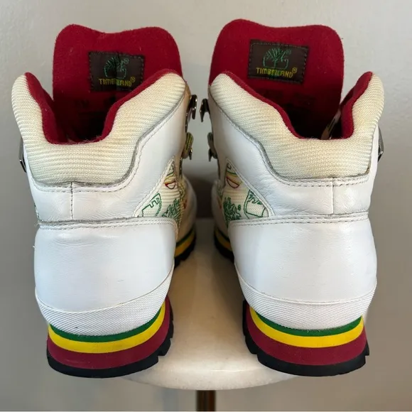 TIMBERLAND Jamaica Bob Marley Boot White/Red/Green Euro‎ Hiker Men's Size 8 Rare