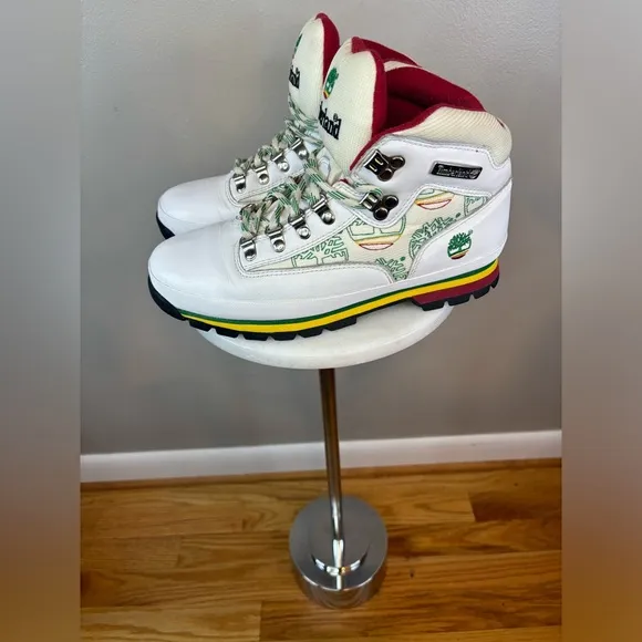 TIMBERLAND Jamaica Bob Marley Boot White/Red/Green Euro‎ Hiker Men's Size 8 Rare