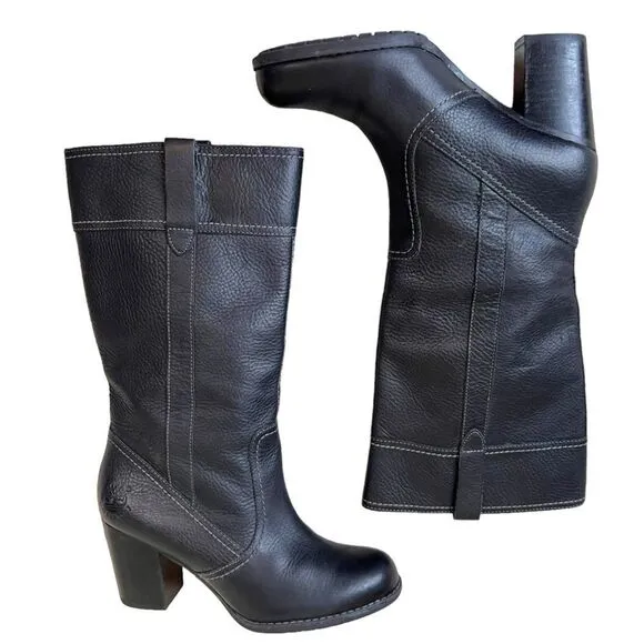 Timberland Rudston Earthkeepers Black Leather Waterproof Pull On Boots