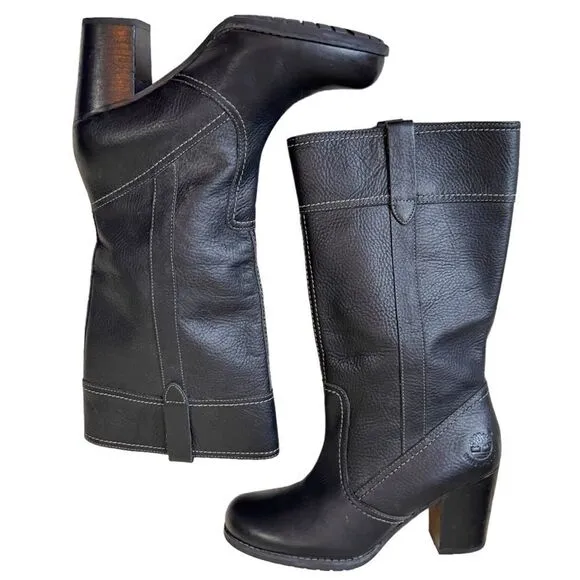 Timberland Rudston Earthkeepers Black Leather Waterproof Pull On Boots