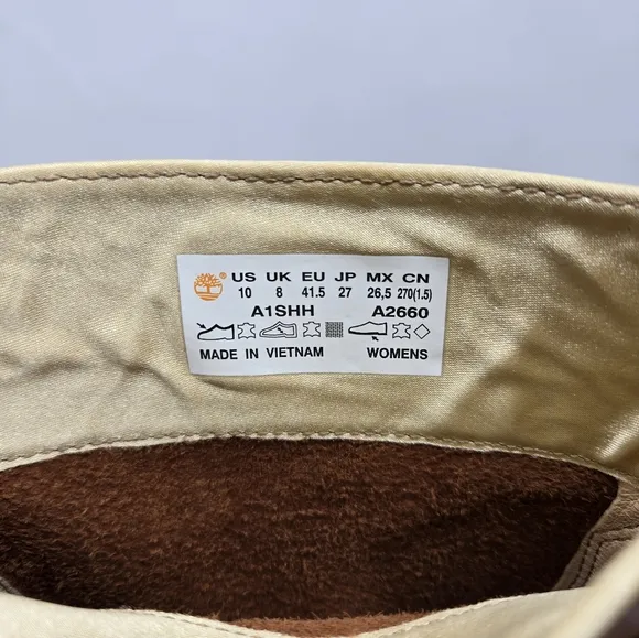 Timberland Womens Bootie Size 10 Marge Short Pull On Carmel Leather Chunk Heels