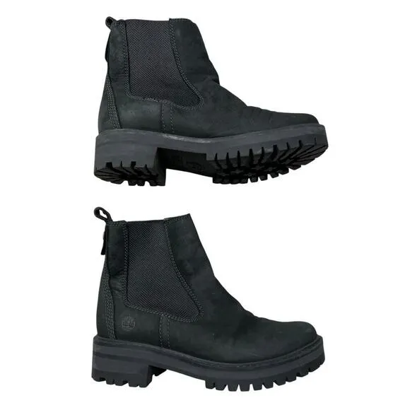 Timberland Women's Courmayeur Valley Chelsea Black Heeled Pull On Boots - 7.5