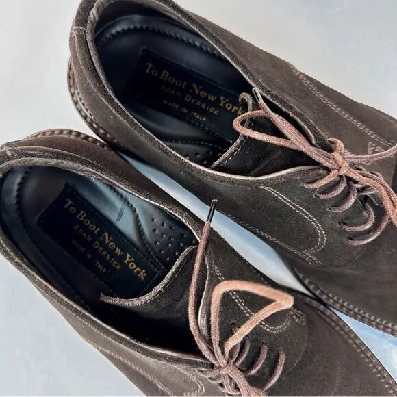 To Boot New York Adam Derrick Felix Derby Brown Suede Oxford Shoes Sz Men US 8.5