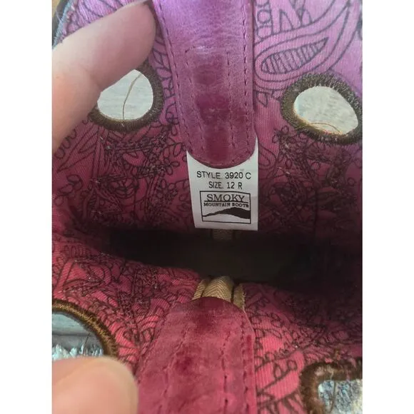 Toddler Girls Smoky Mountain Cowboy Cowgirl  Boots Tracie Pink Size 12