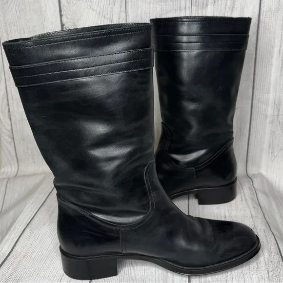 TOD’S Black Leather Moto Buckle Boots Size 37