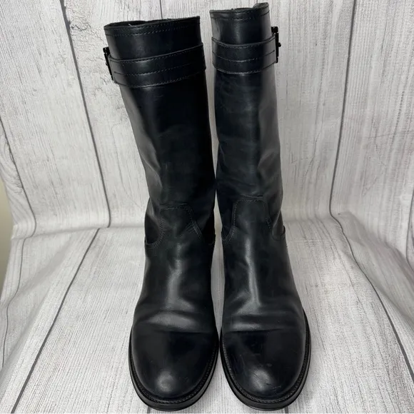 TOD’S Black Leather Moto Buckle Boots Size 37