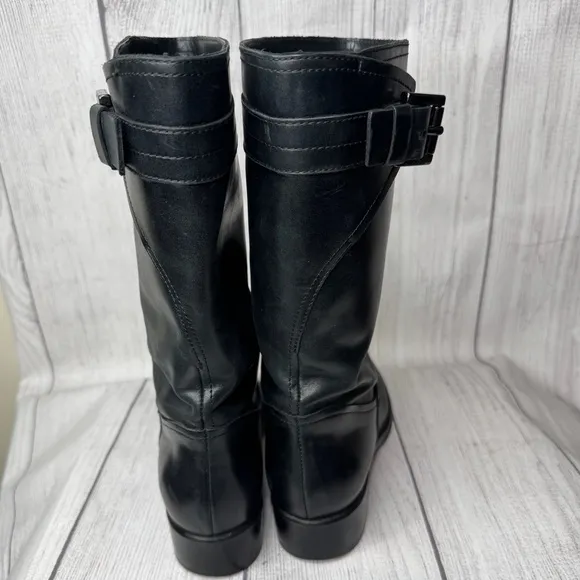 TOD’S Black Leather Moto Buckle Boots Size 37