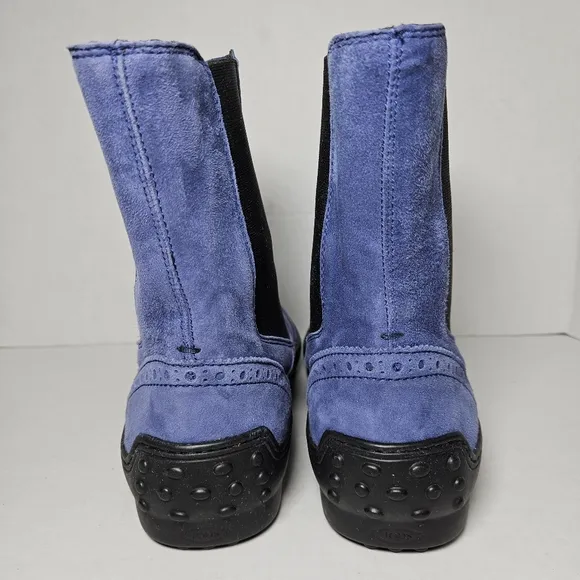 Tod's Chelsea Wingtip Women's Blue Suede Boots Ankle Driving Pull On