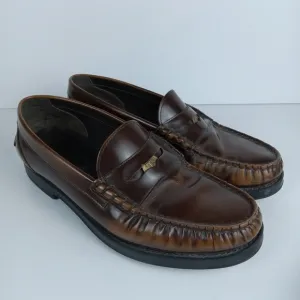 Tod's Penny Loafers Mens 8 Brown Leather Round Toe Distressed Italy Made Slip On