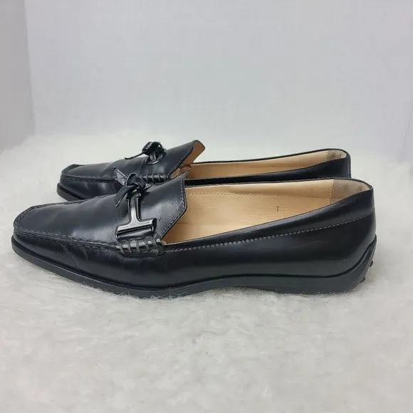 Tod's T Timeless Leather Women's Penny Loafer Slip On Driving Shoes Size 7