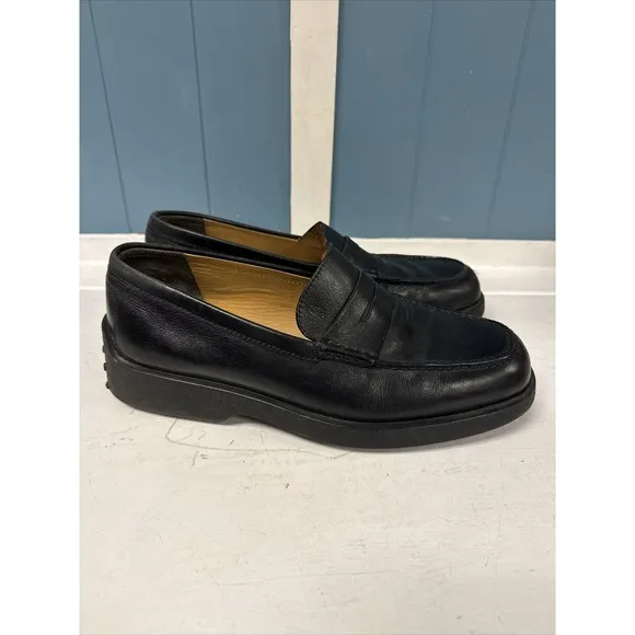 TODSMen’s Penny Loafers Black Leather Size 8 Made In Italy Driving Shoes