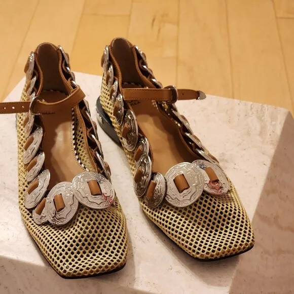 Toga Pulla Mesh Mary Jane Flats Sz 39