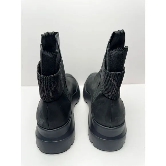 TOMS Combat Boots Size 7 Black Alpargata Black Leather Pull On NEW