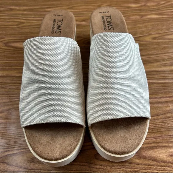 TOMS Diana Platform Sandals Natural Ivory NEW - Size 8.5W