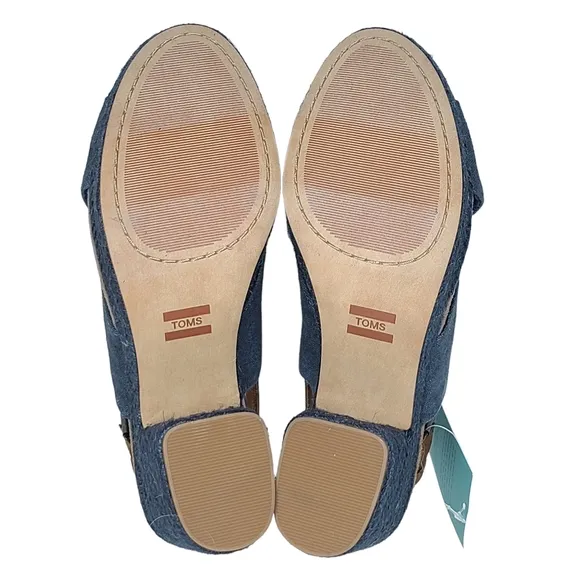 Toms Ibiza Platform Espadrille Sandals Mojica Blue 10015087 Size 7.5 NWT
