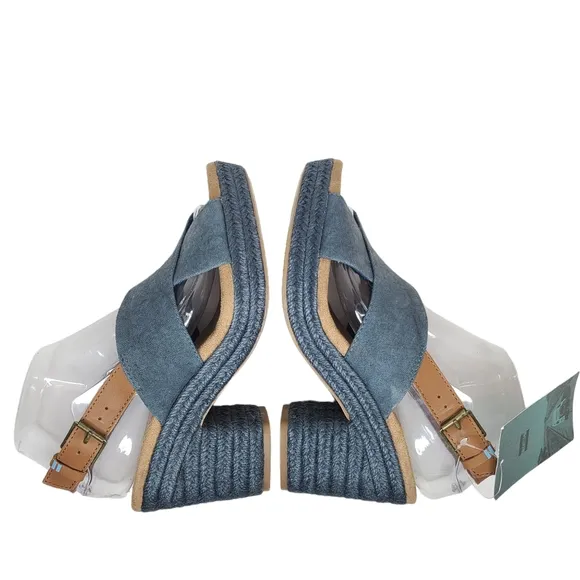 Toms Ibiza Platform Espadrille Sandals Mojica Blue 10015087 Size 7.5 NWT
