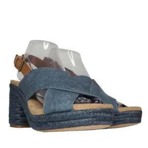 Toms Ibiza Platform Espadrille Sandals Mojica Blue 10015087 Size 7.5 NWT