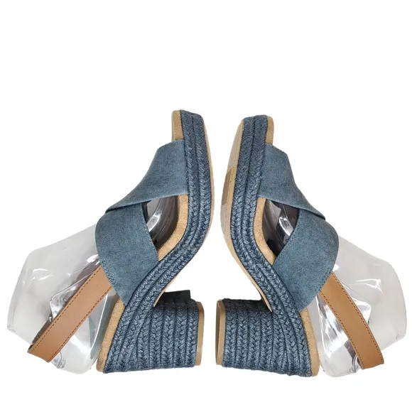 Toms Ibiza Platform Espadrille Sandals Mojica Blue 10015087 Size 7.5 NWT