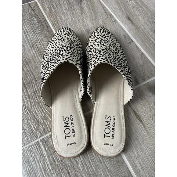 Toms Jade Mule Slip On Flats New Size 6.5 Cheetah Causal