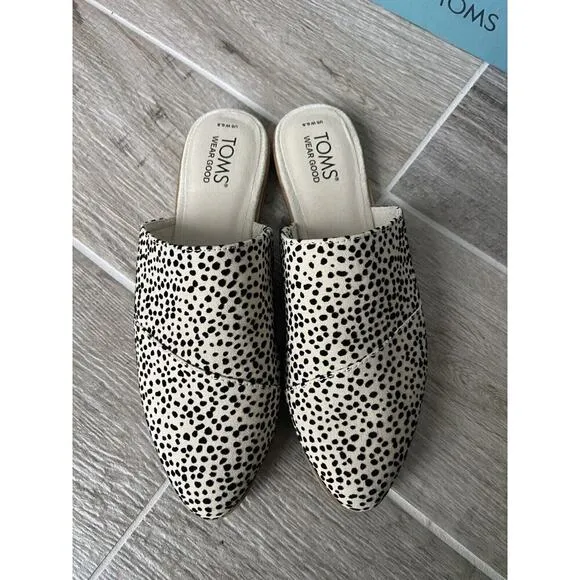 Toms Jade Mule Slip On Flats New Size 6.5 Cheetah Causal