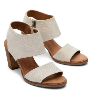 Tom’s Majorca Cut-Out Natural Textile Fabric Heeled Sandals Size 7