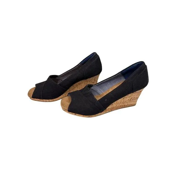 Tom’s Women’s Wedge Cloth Cork Heels - SIze 11 - NWOT