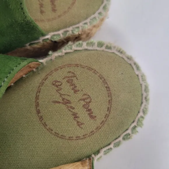 Toni Pons 'Nuria' Suede Sandal Green Suede Espadrille Shoes with Slingback Strap