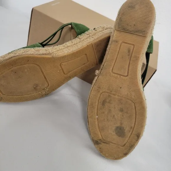 Toni Pons 'Nuria' Suede Sandal Green Suede Espadrille Shoes with Slingback Strap