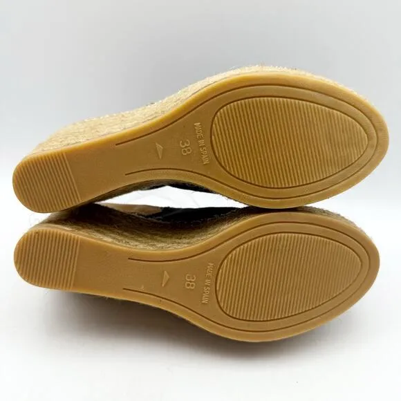 Toni Pons Womens Lugano Espadrille Wedge Sandals EU 38 US 7.5 Black Canvas NIB