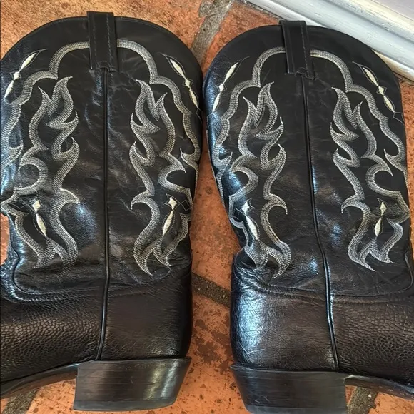 Tony Lama All Leather Men’s Smooth Ostrich Black Cowboy Boots