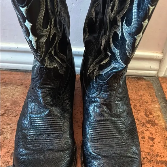 Tony Lama All Leather Men’s Smooth Ostrich Black Cowboy Boots