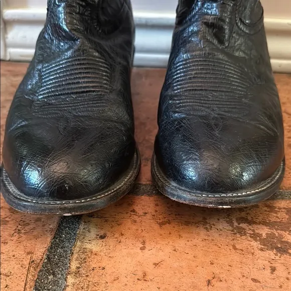 Tony Lama All Leather Men’s Smooth Ostrich Black Cowboy Boots