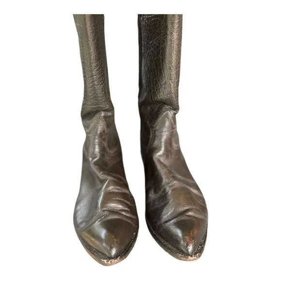 Tony Lama Black Leather Western Boots Size 8.5 D Black Cowboy Boots