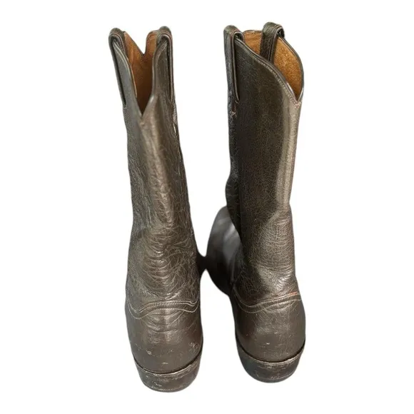 Tony Lama Black Leather Western Boots Size 8.5 D Black Cowboy Boots