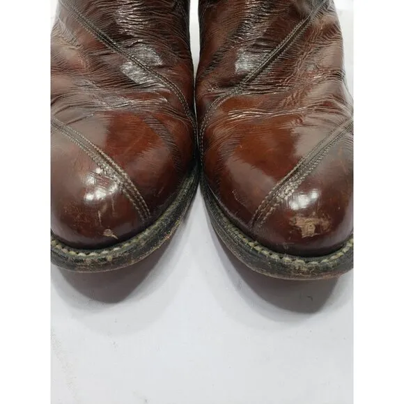 Tony Lama Boots Red EEL 6 1/2B Style # 8112 Cowboy Western Pull On Round Toe