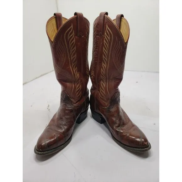 Tony Lama Boots Red EEL 6 1/2B Style # 8112 Cowboy Western Pull On Round Toe