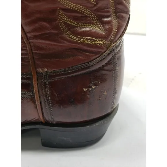 Tony Lama Boots Red EEL 6 1/2B Style # 8112 Cowboy Western Pull On Round Toe