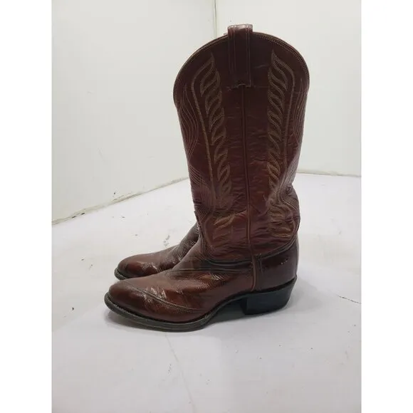 Tony Lama Boots Red EEL 6 1/2B Style # 8112 Cowboy Western Pull On Round Toe
