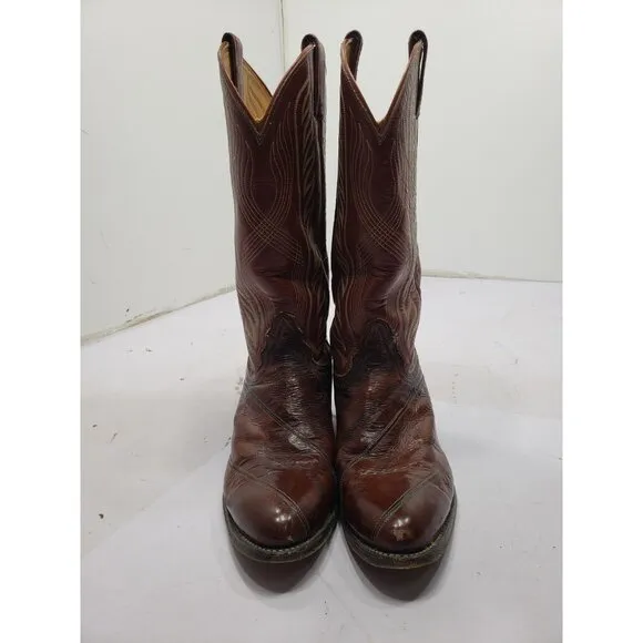 Tony Lama Boots Red EEL 6 1/2B Style # 8112 Cowboy Western Pull On Round Toe