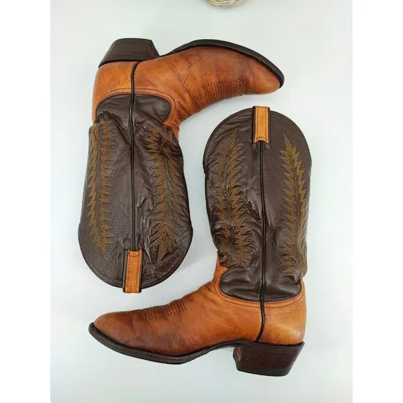 Tony Lama Men's Brown Leather Western Boots Size 9.5D US