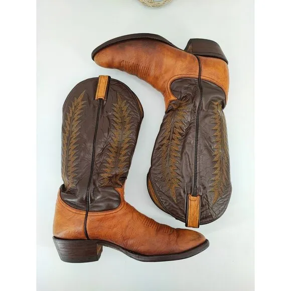 Tony Lama Men's Brown Leather Western Boots Size 9.5D US
