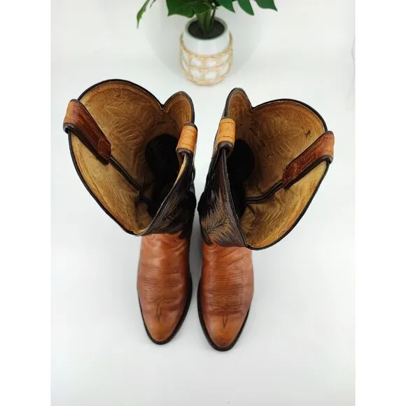 Tony Lama Men's Brown Leather Western Boots Size 9.5D US