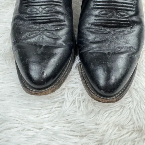 Tony Lama Stitched Accent Pointed Toe Leather Western Cowboy Boots