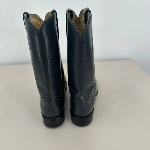 Tony Lama Women Sz 7.5 Western Boots Dark Blue Leather Ropers Botas‎ 7502 USA
