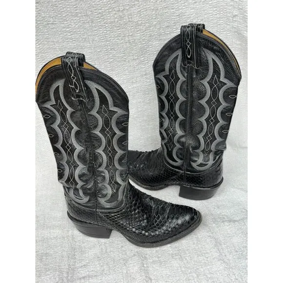 Tony Lama Women's Black Leather Western Boots Size 7 #41125
