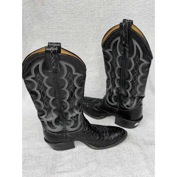 Tony Lama Women's Black Leather Western Boots Size 7 #41125