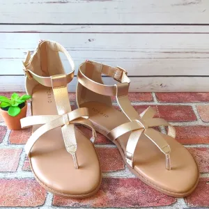 Torrid T-Strap Gladiator Sandal Women's 10WW Wide Rose Gold Summer Casual NWOT