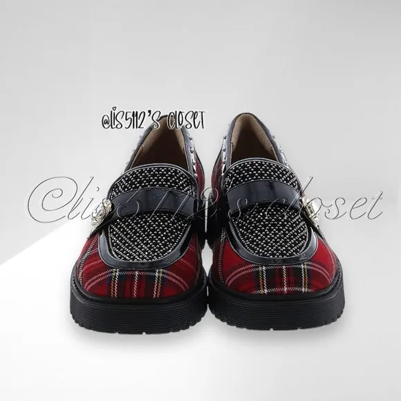 Torrid x Betsey Johnson Red Plaid Buckle Loafers 8WW 8 Wide Width — New!